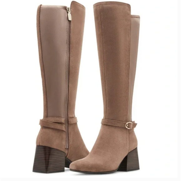 Blondo Twyla Tall Suede Boots 7.5 Tan Beige NWT Waterproof  Knee High Riding - Picture 2 of 8